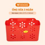  Ống Đựng Đũa Muỗng Hoa, Hộp Đựng Đũa 3 Ngăn Để Bàn - Tiện Lợi, Bền Đẹp - Nhựa Vĩ Hưng 