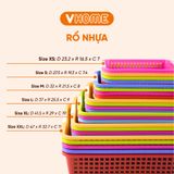 Rổ Nhựa Chữ Nhật 6 Màu, 6 Kích Cỡ - Chất Lượng Cao, Nhựa Vĩ Hưng 