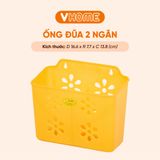  Hộp Đựng Đũa Muỗng 2 Ngăn, Hoa Văn Đẹp, Treo Tường Tiện Lợi - Nhựa Vĩ Hưng 