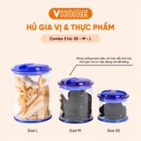  Bộ 3 Hũ Gia Vị, Bảo Quản Thực Phẩm, Kín Hơi Cao Cấp - Nhựa Vĩ Hưng 