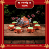  Bộ Ấm Chén Trà Gốm Tử Sa Đắp Nổi 400ml 