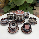  Bộ Ấm Chén Trà Gốm Tử Sa -Men Cẩm Thạch 