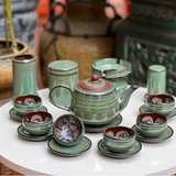  Bộ Ấm Chén Trà Gốm Tử Sa Màu Xanh Ngọc Kèm Phụ Kiện 