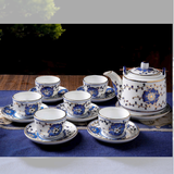  Bộ ấm Chén Men Lam Hoa Dây Vẽ Vàng 