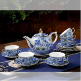  Bộ ấm Chén Men Lam Hoa Dây Vẽ Vàng 