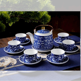  Bộ ấm Chén Men Lam Hoa Dây 