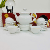  Bộ ấm Chén Uống Trà Màu Xanh Lục Bảo Vẽ Vàng Kim 