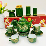  Bộ ấm Chén Uống Trà Màu Xanh Lục Bảo Hoa Sen 