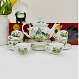  Bộ ấm Chén Uống Trà Phú Qúy Cảnh Sơn Thủy Vẽ Vàng 