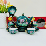  Bộ ấm Chén Uống Trà Màu Xanh Lục Bảo Hoa Sen 