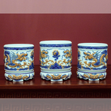  Bát Hương Song Long Chầu Nguyệt Men Ngọc Đắp Nổi 