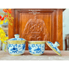  Bát Nắp Thờ Bọc Đồng Vẽ Cổ Đồ Sinh Phú Qúy Men Lam 