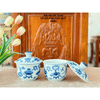  Bát Nắp Thờ  Vẽ Cổ Đồ Sinh Phú Qúy Men Lam 