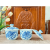  Bát Nắp Thờ  Vẽ Mai Thọ Men Lam 