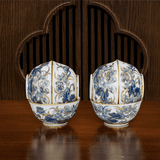  Bát Thờ Hoa Sen Men Lam Vẽ Vàng 