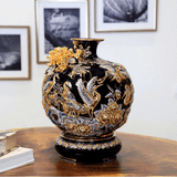  Bình Hút Lộc Diên Niên Trường Thọ Màu Xanh Coban Vẽ Vàng 