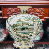  Bình Hút Lộc Vẽ Nhị Cảnh Thuận Buồm Xuôi gió-Công Danh Phú Qúy Men Hoàng Thổ H35 