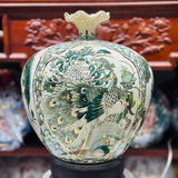  Bình Hút Lộc Vẽ Nhị Cảnh Thuận Buồm Xuôi gió-Công Danh Phú Qúy Men Hoàng Thổ H35 