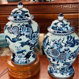  Chóe Phong Thủy Tứ Linh Nền Gấm Men Lam H55 