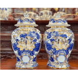  Chóe Liên Hoa Cát Tường Men Lam Vẽ Vàng 