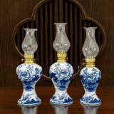  Đèn Dầu Hoa Sen Men Lam 