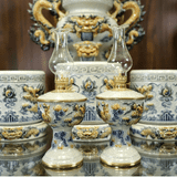  Đèn Dầu Long Phượng Chầu Ngọc Men Rạn Đắp Nổi 