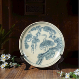  Đĩa Cảnh Men Rạn-Vẽ Cảnh Tùng Hạc 