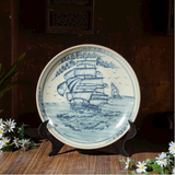  Đĩa Cảnh Men Rạn-Vẽ Cảnh Thuận Buồm Xuôi gió 