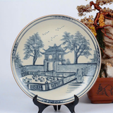  Đĩa Cảnh Men Rạn-Vẽ Cảnh Văn Miếu Quốc Tử giám 