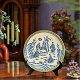  Đĩa Cảnh Men Rạn-Bọc Đồng-Vẽ Cảnh Trúc Lâm Thất Hiền 