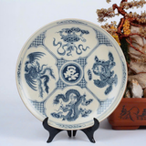  Đĩa Cảnh Men Rạn-Vẽ Cảnh Tứ Linh 