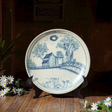  Đĩa Cảnh Men Rạn-Vẽ Cảnh Cầu Thê Húc 