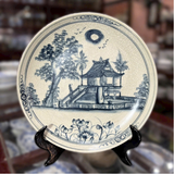  Đĩa Cảnh Men Rạn-Vẽ Cảnh Chùa Một Cột 