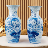  Lọ Lộc Bình Nền Gấm Men Lam Hoa Sen 