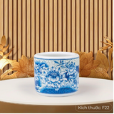  Bát Hương Sen Phú Qúy-Nền Gấm Men Lam 