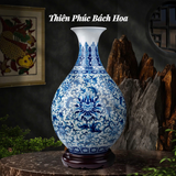  Lọ Tỳ Bà Thiên Phúc Bách Hoa Men Lam 