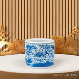  Bát Hương Sen Phú Qúy-Nền Gấm Men Lam 