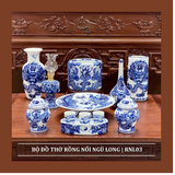  Bộ Đồ Thờ Rồng Nổi Ngũ Long Men Lam 