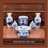  Bộ Đồ Thờ Lộc Phát  Men Lam 