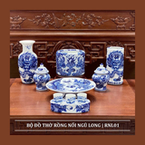  Bộ Đồ Thờ Nổi Ngũ Long Men Lam 