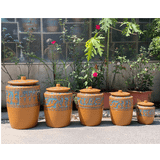  Hũ Gạo Vuông Trống Đồng Màu Hoàng Thổ 