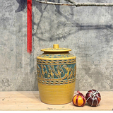  Hũ Gạo Vuông Trống Đồng Màu Vàng 