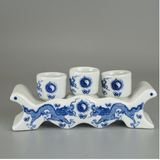  Kỷ Ngai 3 Song Long Chầu Nguyệt Men Lam 