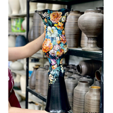  Lọ Cắm Hoa Dáng Ly Họa Tiết Hoa Hồng H55 