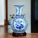  Lọ Tỏi Miệng Loe-Tứ Cảnh Cổ Đồ-Men Lam H50 