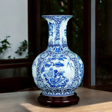  Lọ Tỏi Miệng Loe-Tứ Cảnh Cổ Đồ-Men Lam H50 