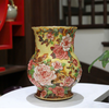  Bình Hoa Hồng Cổ Rộng- Họa Tiết Nổi Vẽ Vàng H35 