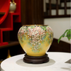  Bình Cắm Hoa Miệng Rộng-Họa Tiết Nổi Vẽ Vàng 