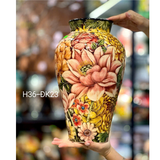  Lọ Cắm Hoa -Vuốt Tay-Họa Tiết Trăm Hoa H36 