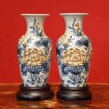  Lọ Lộc Bình Hoa Sen Men Rạn Đắp Nổi Vẽ Vàng 